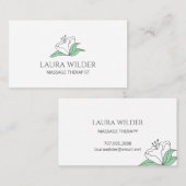 Massagetherapie mit weißer Blume Visitenkarte (Vorne/Hinten)