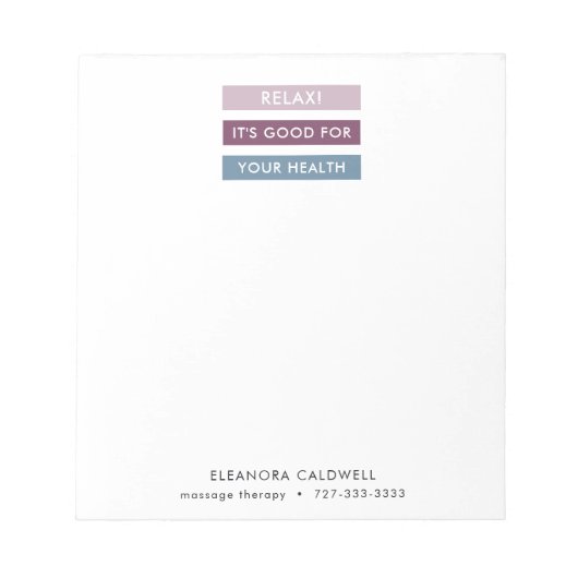 Massagetherapie Moderne Streifen Markierung Linie Notizblock (Vorderseite)