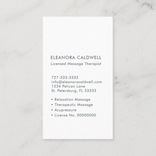 Massagetherapie Moderne Streifen Markierung Linie Visitenkarte (Rückseite)