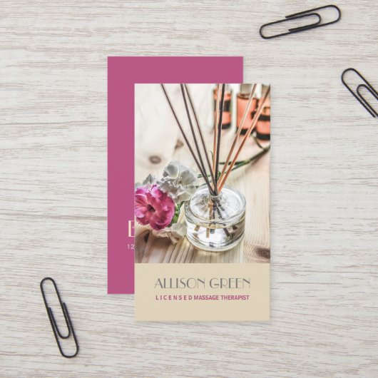 Massagetherapie Natürliches ätherisches Öl Aromath Visitenkarte (Vorderseite/Rückseite Beispiel)