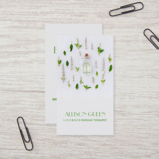 Massagetherapie Natürliches ätherisches Öl Aromath Visitenkarte (Vorderseite/Rückseite Beispiel)