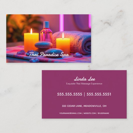 Massagetherapie Neon Visitenkarte (Vorne/Hinten)
