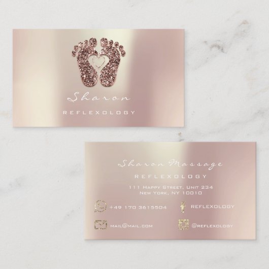 Massagetherapie Reflexologie Kupfer Gold Glitzer Visitenkarte (Vorne/Hinten)