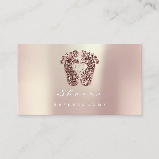 Massagetherapie Reflexologie Kupfer Gold Glitzer Visitenkarte (Vorderseite)