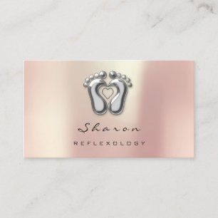Massagetherapie Reflexologie Silbergraue Rose Gold Visitenkarte
