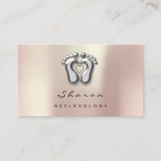 Massagetherapie Reflexologie Silbergraue Rose Gold Visitenkarte (Vorderseite)