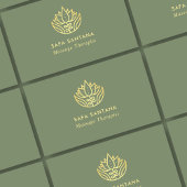 Massagetherapie Sage Green und Gold Lotus Blume Visitenkarte