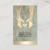 Massagetherapie Vintage Goldheilhandschuhe & Herz Visitenkarte (Rückseite)