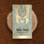 Massagetherapie Vintage Goldheilhandschuhe & Herz Visitenkarte<br><div class="desc">Massage Therapy Vintag Gold Healing Hands & Herz Business Cards.</div>