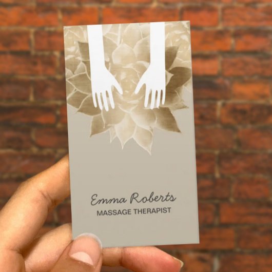 Massagetherapie Wellness-Center Heilhandschuhe und Visitenkarte