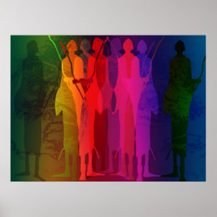 Massai und der Baobab Poster