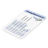 Maßangabe für blaue und weiße Kochen Magnet (Linke Seite)