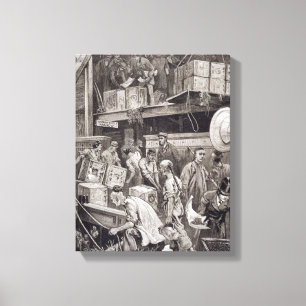 Masse an Bord eines Tee-Schiffs im London brechend Leinwanddruck