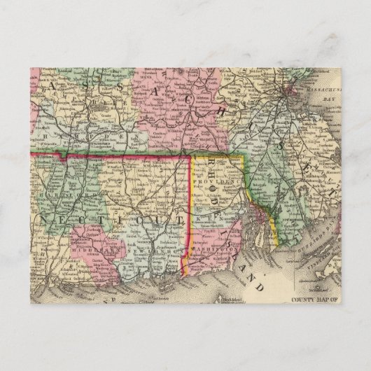 Masse, Conn, RI Karte von Mitchell (Vorderseite)