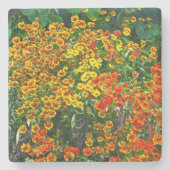 MASSE DER ORANGE, GOLD UND GELBEN BLUMEN STEINUNTERSETZER (Vorderseite)