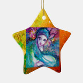 MASSE IN BLAU, Gelbes Sternenmonogramm Keramik Ornament (Rechts)