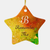 MASSE IN BLAU, Gelbes Sternenmonogramm Keramik Ornament (Hinten)