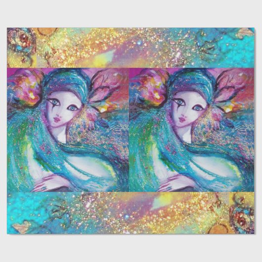 MASSE IN BLAU / Venezianischen Masquerade Masken Geschenkpapier (Flach)