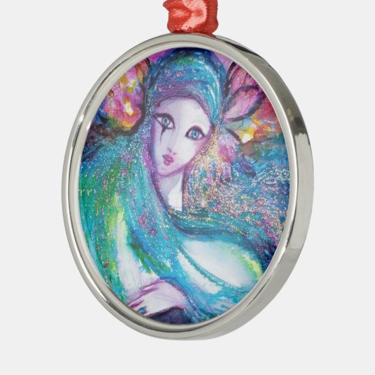 MASSE IN BLAU / Venezianischen Masquerade Masken Silbernes Ornament (Links)