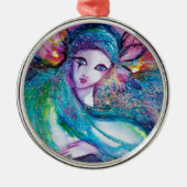 MASSE IN BLAU / Venezianischen Masquerade Masken Silbernes Ornament (Vorne)