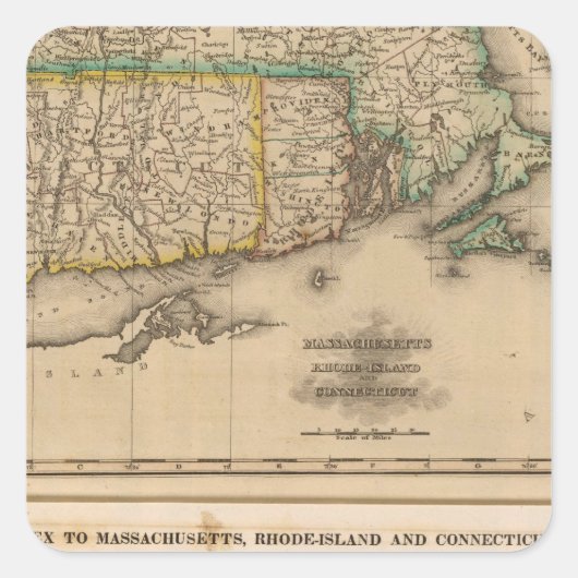 Masse, Rhode Island, Connecticut Quadratischer Aufkleber (Vorderseite)