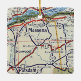 Massena NY Vintag Map Keramikornament