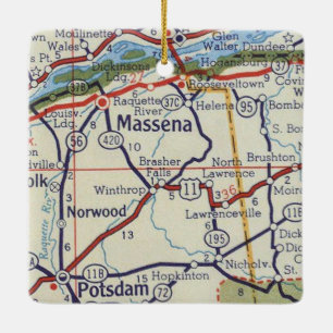Massena NY Vintage Karte Keramikornament