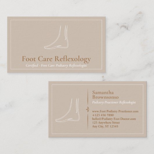 Masseur für Brown Foot Podiatrie Reflexologe Visitenkarte (Vorne/Hinten)