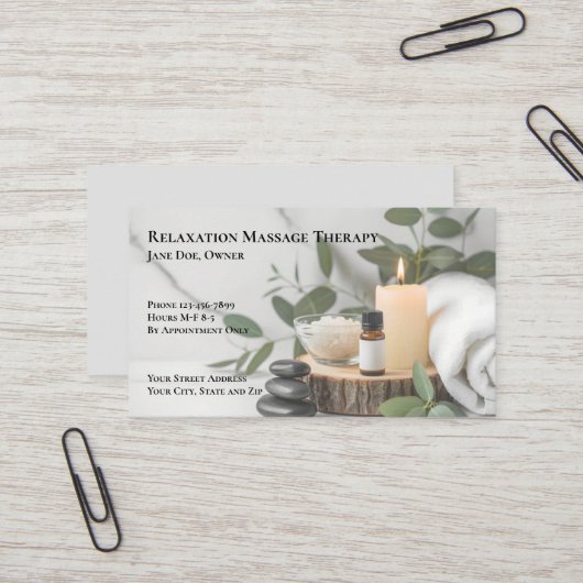 Masseuse Massage Therapist Business Card Visitenkarte (Vorderseite/Rückseite Beispiel)