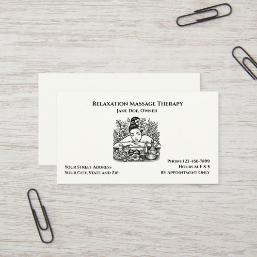 Masseuse Massage Therapist Business Card Visitenkarte (Vorderseite/Rückseite Beispiel)