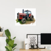 Massey Ferguson Red Tractor auf dem Feld Poster (Heimbüro)