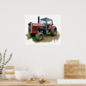 Massey Ferguson Red Tractor auf dem Feld Poster (Küche)