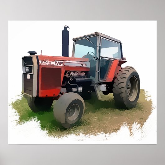 Massey Ferguson Red Tractor auf dem Feld Poster (Vorne)