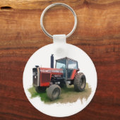 Massey Ferguson Red Tractor auf dem Feld Schlüsselanhänger (Vorderseite)