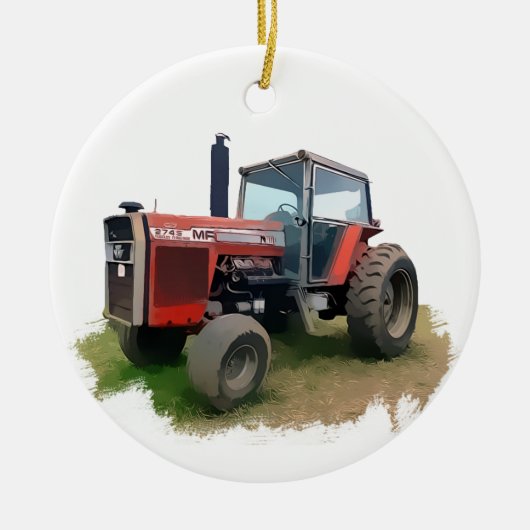 Massey Ferguson roter Traktor auf dem Gebiet Keramikornament (Vorne)