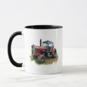 Massey Ferguson roter Traktor auf dem Gebiet Tasse (Links)