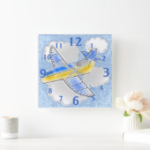 Maßflugzeug Quadratische Wanduhr (Zuhause)