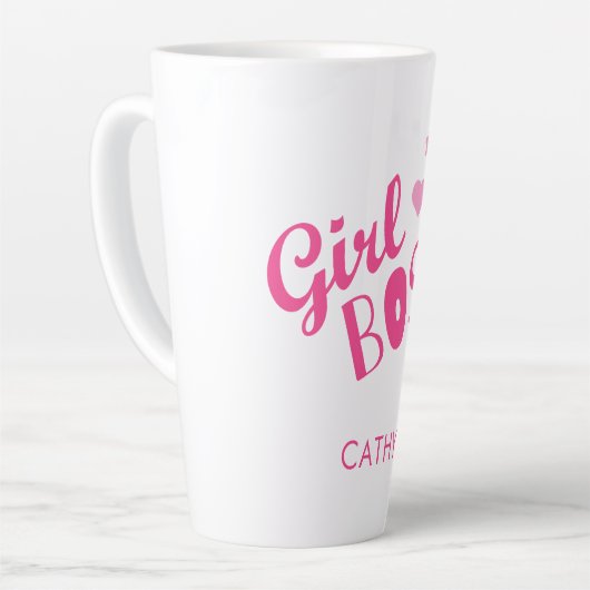 Maßgebliche Girl-Boss-Fun-Typografie Pink Milchtasse (Linke Ecke)