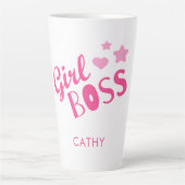 Maßgebliche Girl-Boss-Fun-Typografie Pink Milchtasse (Vorderseite)