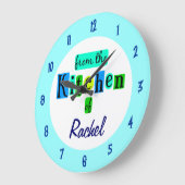 Maßgeschneidert aus der Küche der blaugrünen Farbu Große Wanduhr (Winkel)