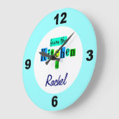 Maßgeschneidert aus der Küche der blaugrünen Farbu Große Wanduhr (Winkel)