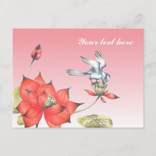Maßgeschneidert: Chinesische Blume und Vögel Postkarte