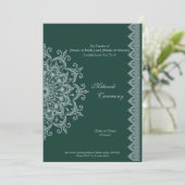 Maßgeschneidert Metallic Silver Emerald Mehendi In Einladung (Stehend Vorderseite)