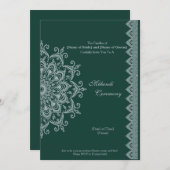 Maßgeschneidert Metallic Silver Emerald Mehendi In Einladung (Vorne/Hinten)