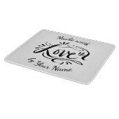 Maßgeschneidert mit Liebe Handler Typografie Glas Schneidebrett (Ecke)