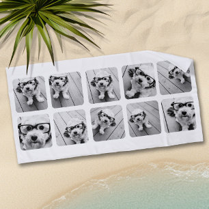 Maßgeschneiderte 10-FotoCollage mit gerundeten Rah Strandtuch
