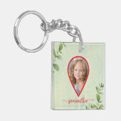 Maßgeschneiderte 2 Foto und Name Eleganz Schlüsselanhänger (Vorderseite links)