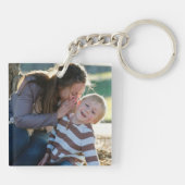 Maßgeschneiderte 2 Foto und Name Eleganz Schlüsselanhänger (Rückseite)