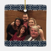 Maßgeschneiderte 2-seitige blaue Navy-Elegant-Skul Keramikornament (Rückseite)