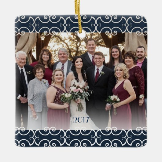 Maßgeschneiderte 2-seitige blaue Navy-Elegant-Skul Keramikornament (Vorderseite)